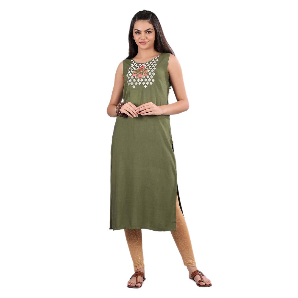 Aurelia Womens Synthetic Regular Kurta (18AUA10039-200274_Green_XX-Large)