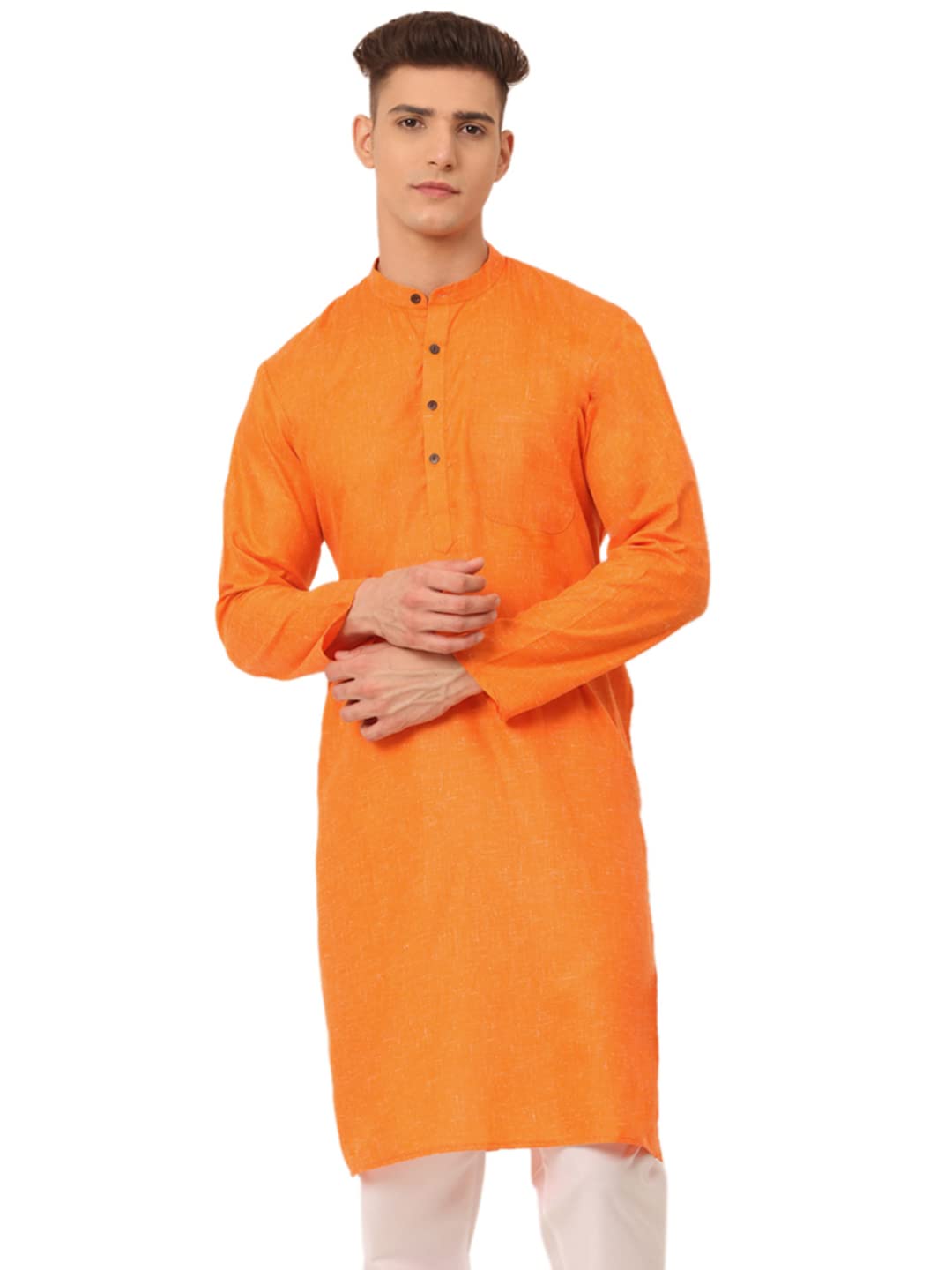 Jompers Mens Cotton Solid Regular Kurta