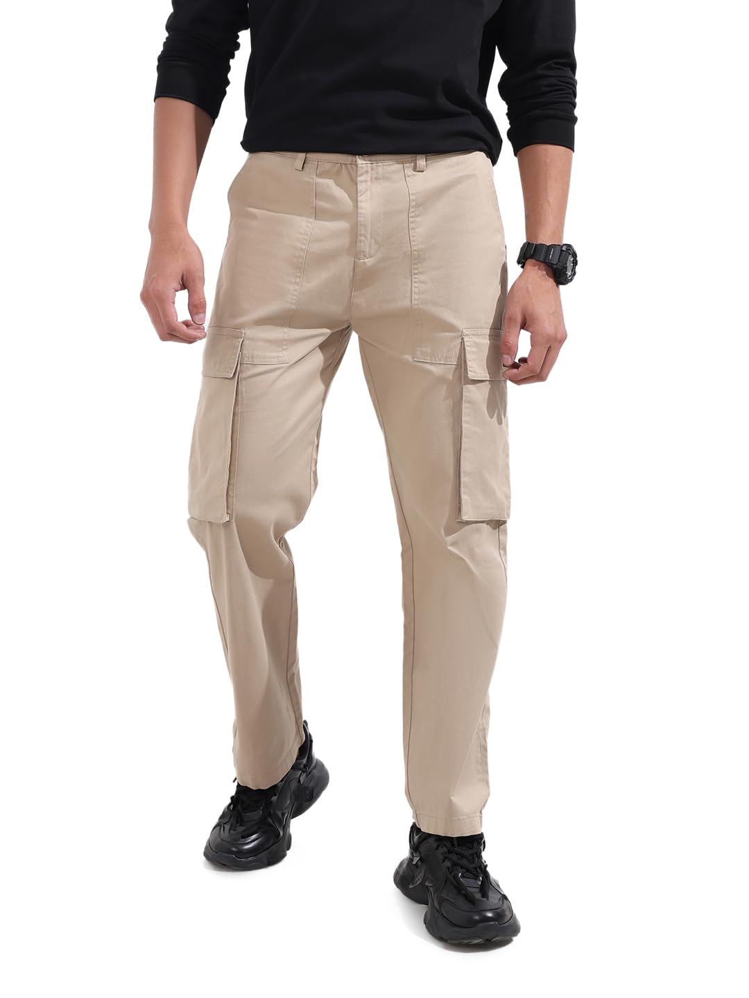 The Indian Garage Co Mens Relaxed Fit Mid-Rise Solid Sweater