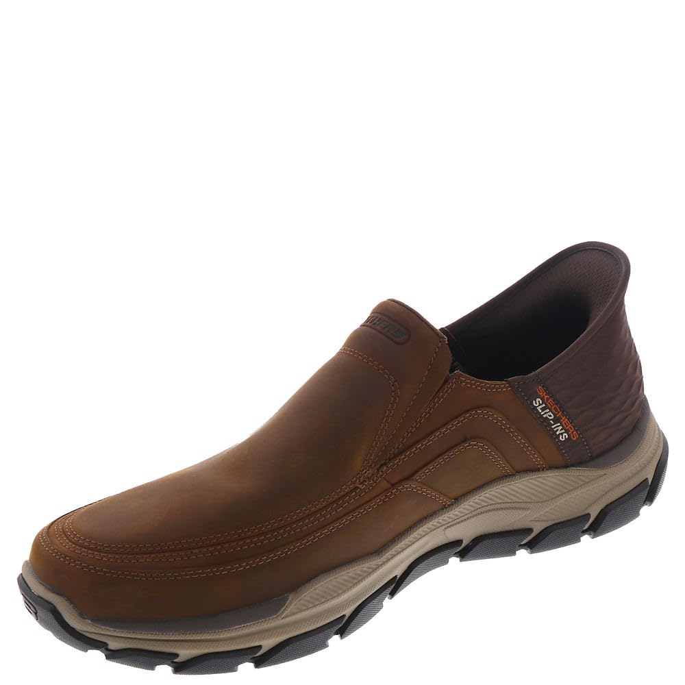 Skechers Men's Respected-Elgin 204810 Moc Toe Leather Slip-Ins, CDB (Crazy Horse Dark Brown), 9.5