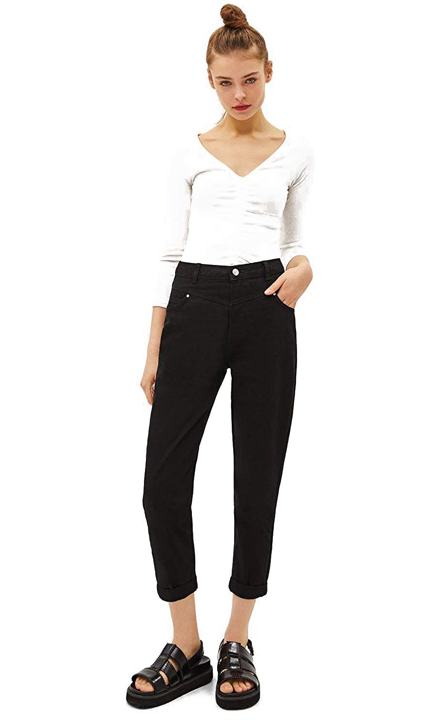 Kotty WomenS High Rise Cotton Lycra Blend Ankle Length Slim Fit Jeans