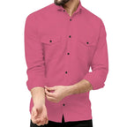 Rebelify Double Pocket MenS Casual Shirt - Regular Fit, Solid Spread Collar, Versatile Everyday Wear, Comfortable And Stylish De
