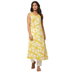 Fabindia Women Printed Slim Fit Long Kurta Cotton_M Yellow