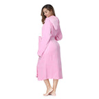 RONGTAI Womens Robes Plush Fleece Pink Hooded Bathrobe Thick Nightgown with Pockets Fluffy Sleepwear Small