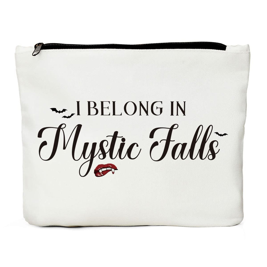 JIUWEIHU Vampire Diaries Makeup Bag, American Vampire Movie Love Story Fans Gifts for Women Friend Sister Bestie Cousin Girls - 
