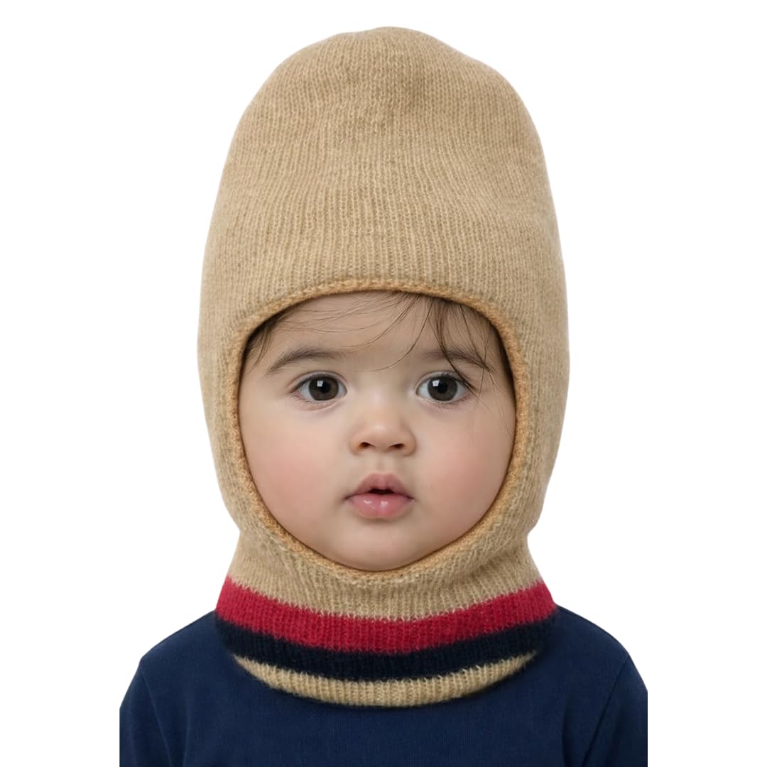 Motherlike Woolen Baby Monkey Cap, Unisex, 012 Months (Beige) 0-12