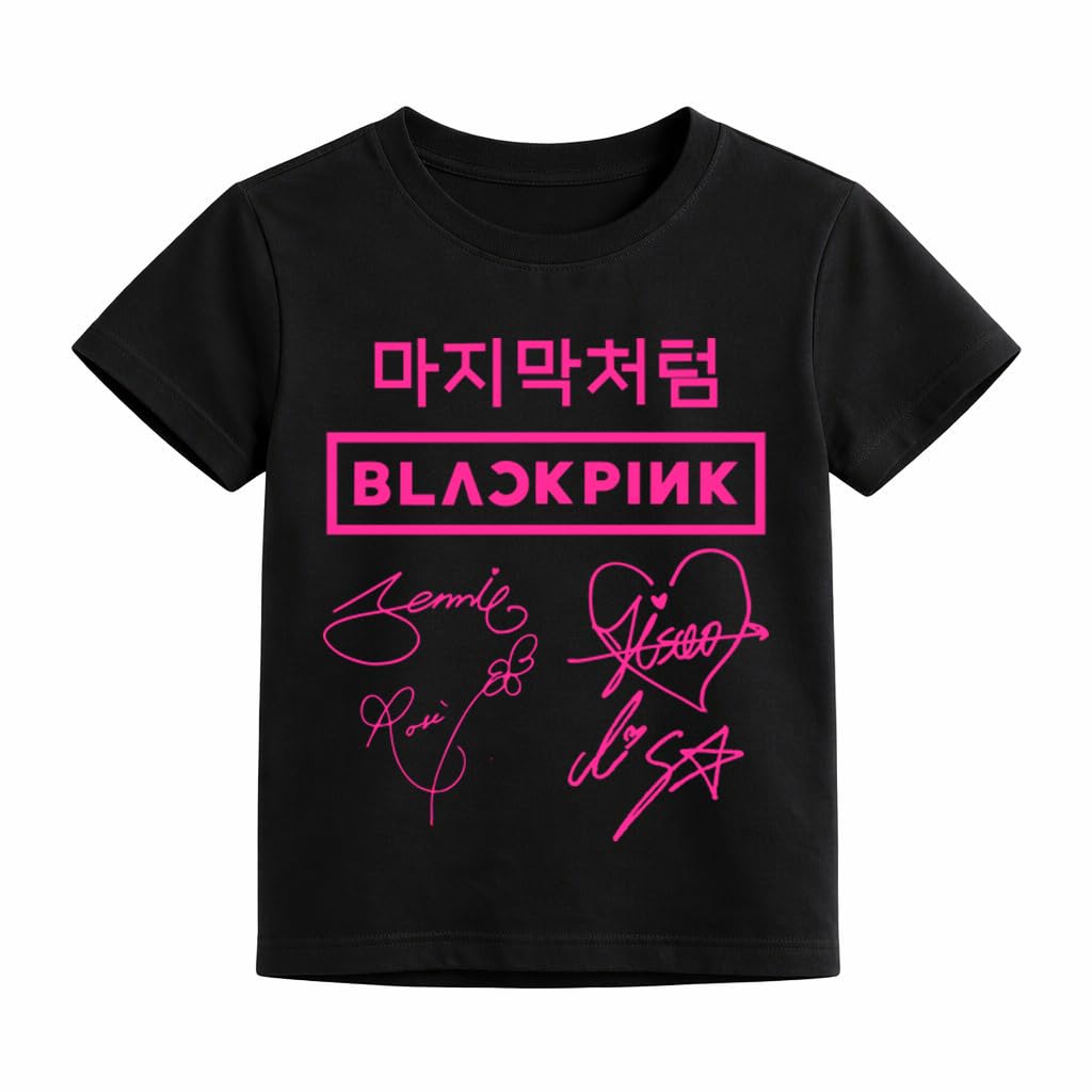 Cover N Fashion Unisex Cotton Round Neck Blackpink Kpop Printed Tshirt For Girls/Boys/Kids (Black) Bkt26Bk03_S