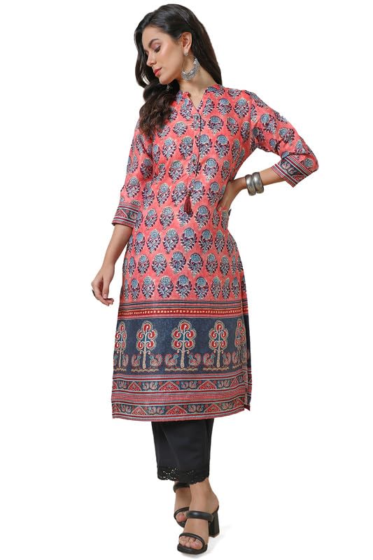 Soch Womens Peach Digital Print Chanderi Blend Kurta