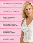 Exquisite Form womens Fully Front Close Longline Lace Posture Bra, White, 48D US