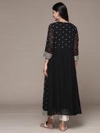 Ishin Women'S Georgette Ethnic Motifs Beige Anarkali Kurta