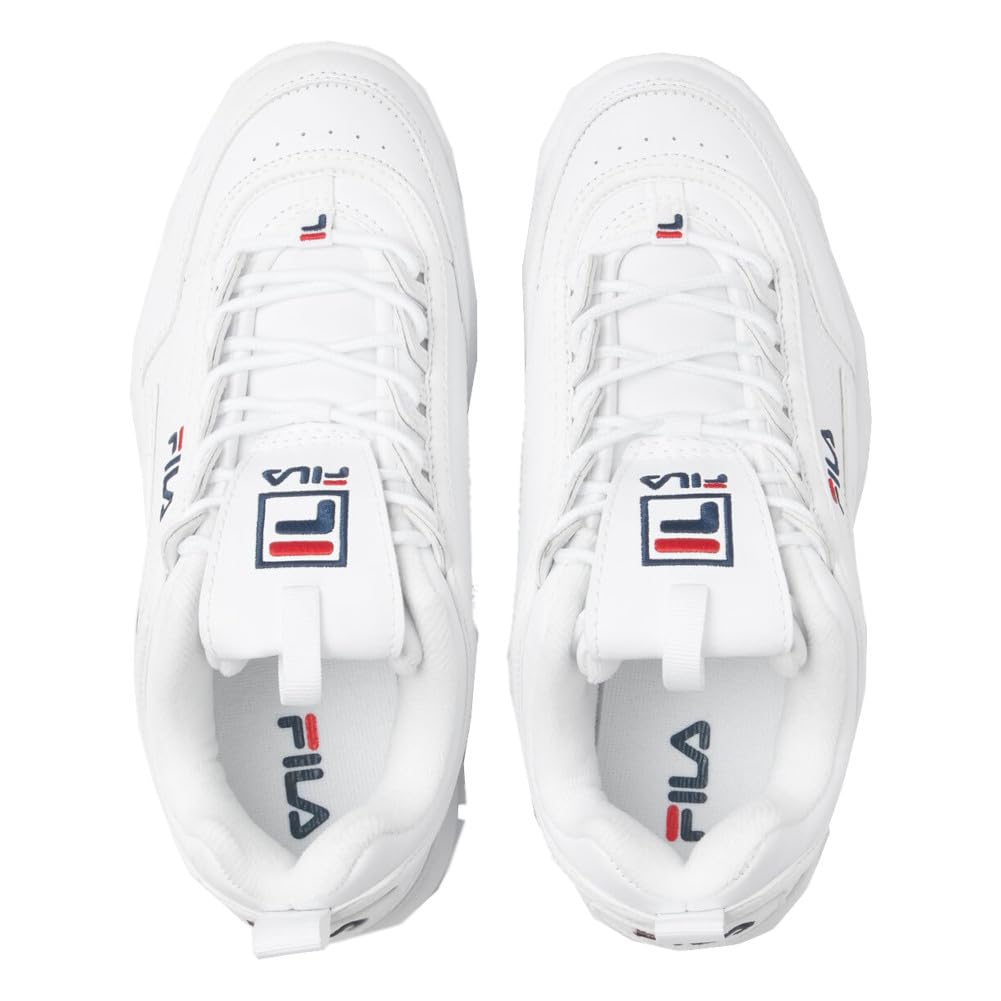 Fila Men's Strada Disruptor fashion sneakers, White/Peacoat/Vinred, 10 US