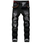 LZLER Men's Black Jeans Ripped Flex Denim Mens Fashion Jeans Revival Biker Moto Size 38