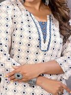 Rangita White Rayon Knee Length Printed Straight Kurti | Kurta For Women