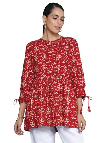 Libas WomenS Printed Aline Kurtis (26599_Maroon Xl)