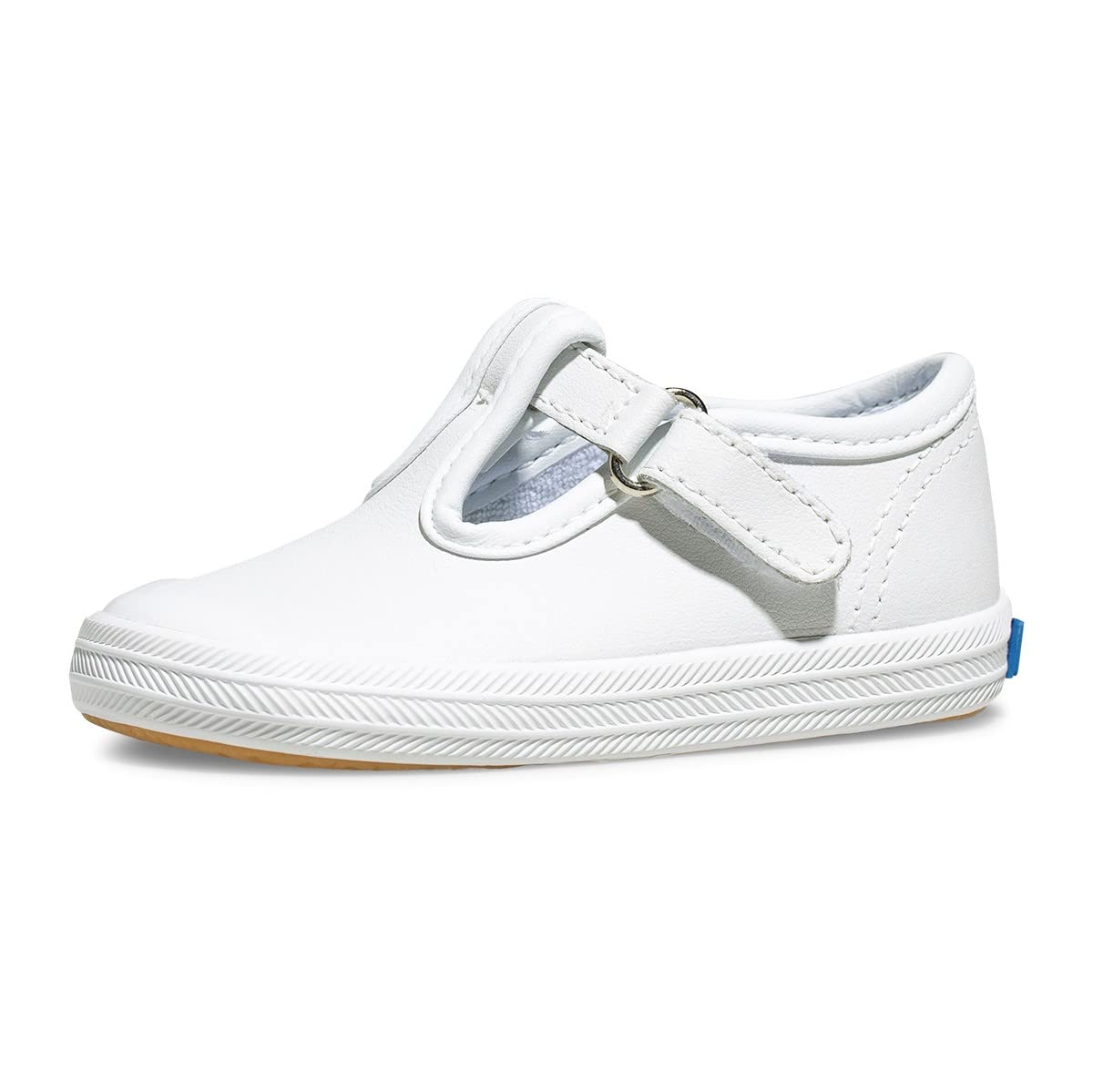 Keds UnisexBaby Champion Lace Toe Cap Tstrap Sneaker, White Leather, 6 Infant 5.5