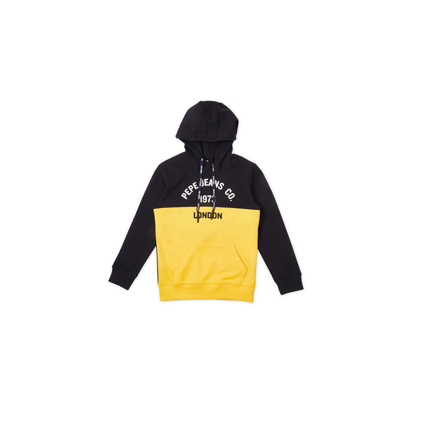 Boys Navy Colour Block Full Sleeve Hooded Sweatshirt