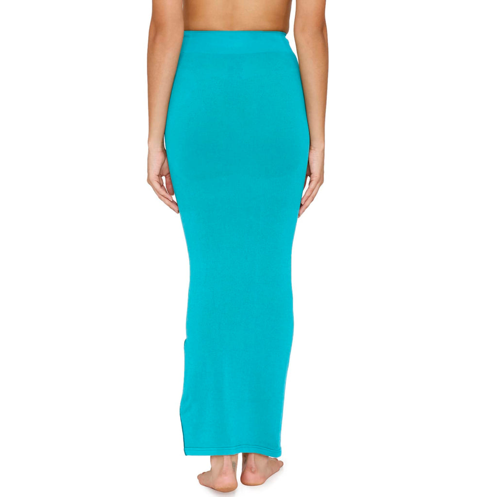 Zivame All Day Seamless Mermaid Saree Shapewear with Removable Drawcord for Women - Turq Blue