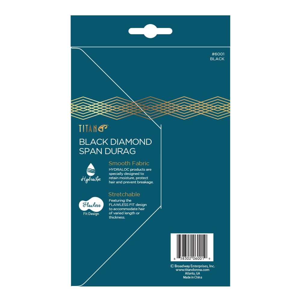 Titan Sport Black Diamond Span-Durag, Black 1 ea