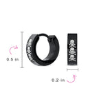 Unisex Biker Jewelry Small Halloween Skull Hoop Kpop Huggie Earrings For Men Women Teen Black IP Stainless Steel