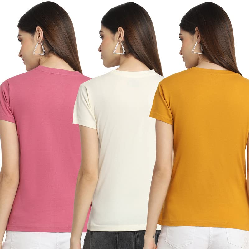 Preneum Womens Cotton Regular Fit Latest Graphic Stylish Printed Short Sleeves Casual T-Shirt || Latest Trendy & Styles (Pack 3