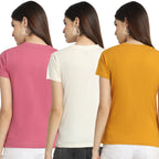 Preneum Womens Cotton Regular Fit Latest Graphic Stylish Printed Short Sleeves Casual T-Shirt || Latest Trendy & Styles (Pack 3