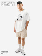 The Souled Store Ted The Stoner: Ruff Day Men and Boys Short Sleeves Round Neck Graphic Printed Cotton Oversized T-Shirts White