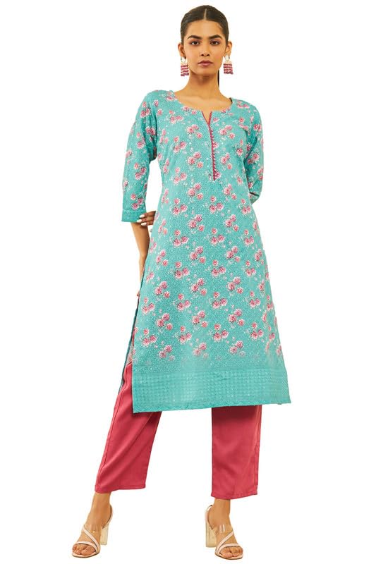 Soch Women Cotton Blend Embroidered Kurta Set with Sequins