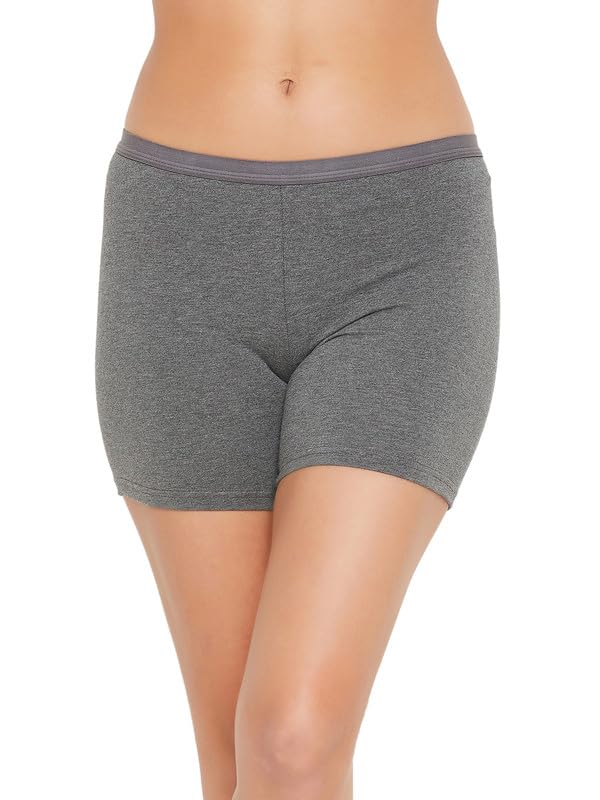 Clovia Womens Cotton Medium Waist Outer Elastic Boyleg Panty (PN5036A05_Grey_S)