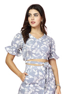OOMPH! Sleeveless Smocked Crop Top, Grey, mt888