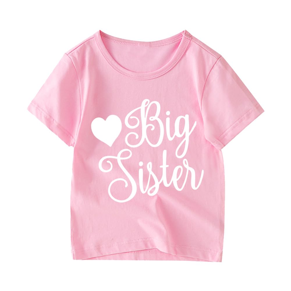 Big Sister Shirt Toddler Girls TShirts Promoted to Best Big Sister Announcement Tees Little Kids Mermaid Top White Pink 27T, 2 4