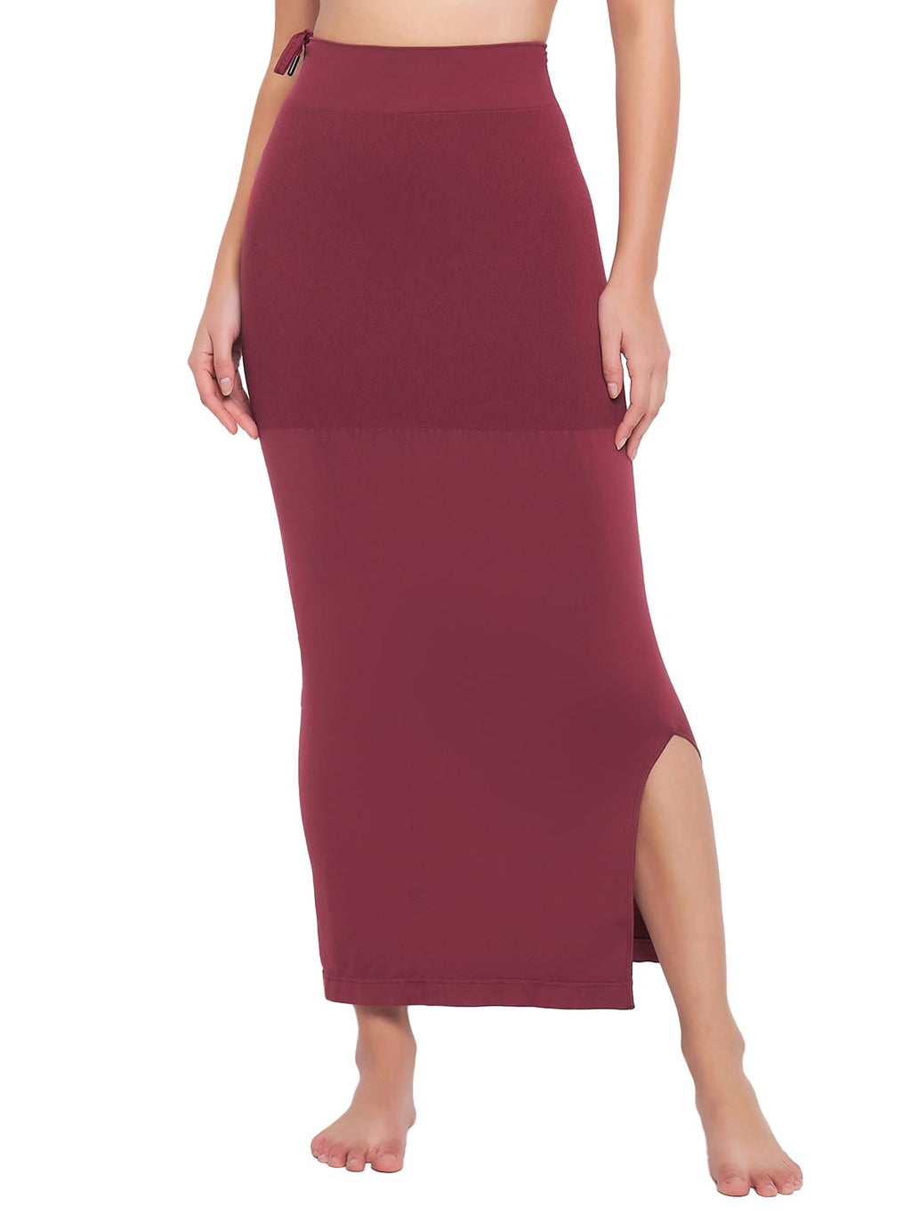 Clovia Women'S Petticoat Style Saree Shapewear With Drawstring/Naada (Sw0048P09_Dark Maroon_Xl)
