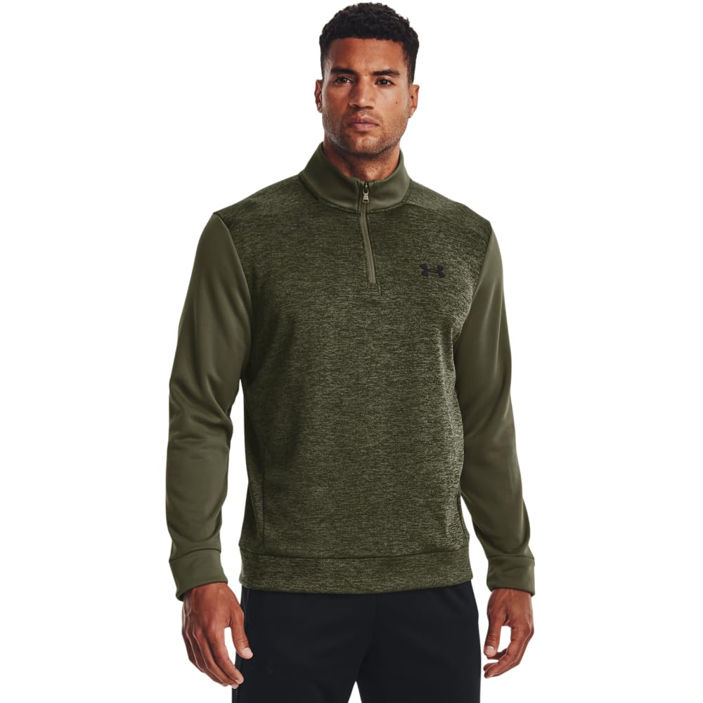 Under Armour Men's Armour Fleece Twist Quarter Zip, (390) Marine OD Green / / Black, Large