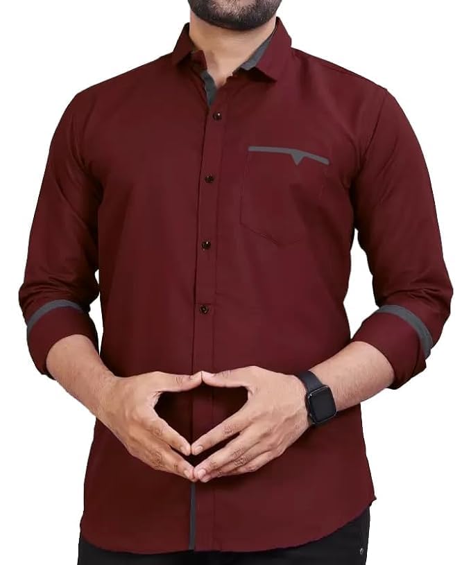CB-COLEBROOK Mens Regular Fit Solid Soft Touch Cotton Casual Shirt with Pocket Design with Spread Collar & Full Sleeves (Availa
