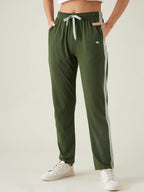 Modeve Striped Women Olive Track Pant