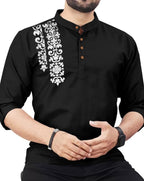 Finivo Fashion MenS Cotton Blend Kurta Style Shirt | Mandarin Collar Long Sleeve Casual Ethnic Shirt With Button Placket | Styl