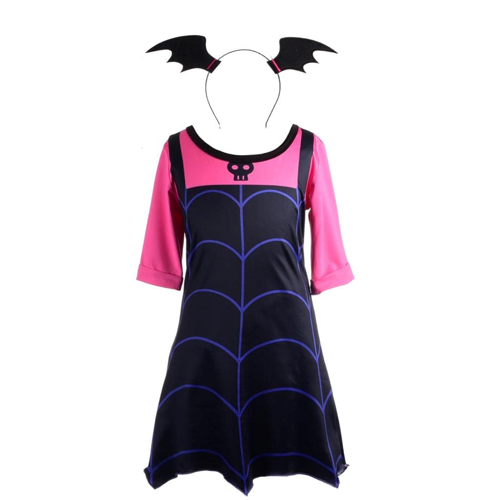 Dressy Daisy Little Girls Dress Up Boo-Tiful Halloween Costume Fancy Party Vampire Outfit Set with Headband Size 5-6, A