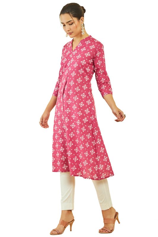 Soch Womens Cotton Slub Bandhani Print A-Line Kurta