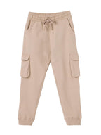 The Souled Store Solids: Creamy Beige Boys Drawstringed Cotton Cargo Joggers (2-8 Yrs)