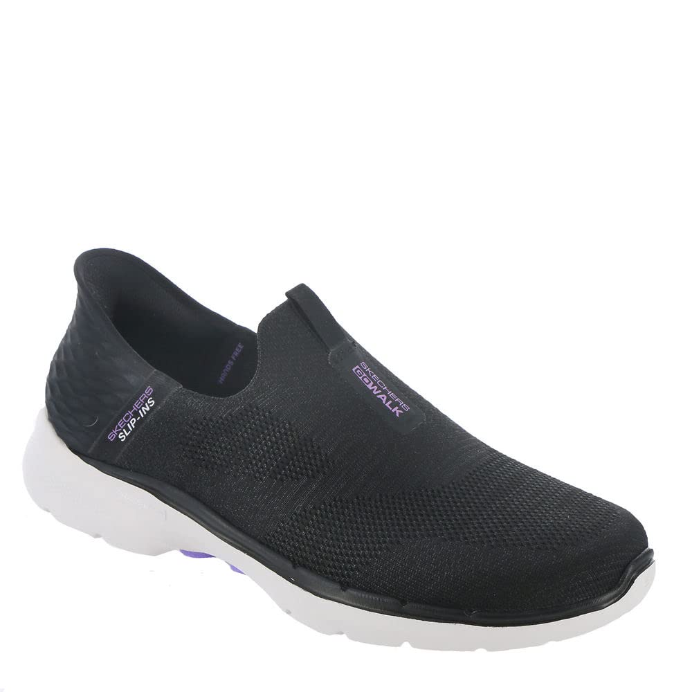 Skechers Women's Hands Free Slip-ins Go Walk 6-Fabulous View Sneaker, Black/Lavender, 8.5 Wide