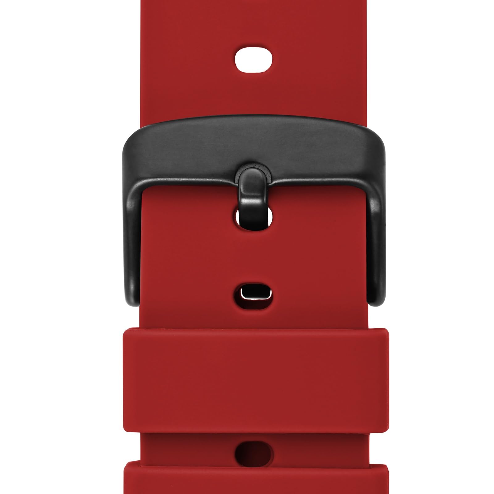 WOCCI 16mm Silicone Watch Band, Quick Release Rubber Replacement Strap with Black Stainless Steel Buckle (Christmas Red)