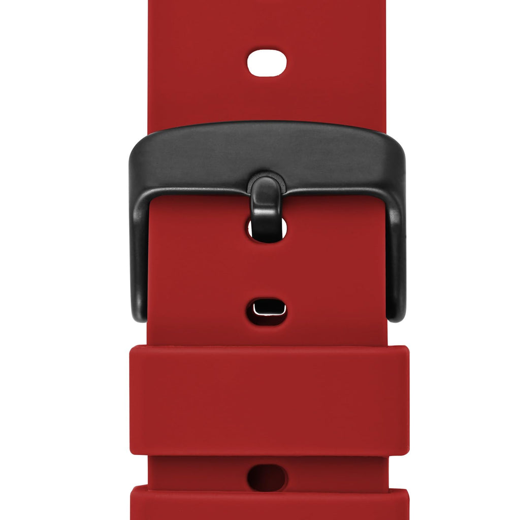 WOCCI 24mm Silicone Watch Band, Quick Release Rubber Replacement Strap with Black Stainless Steel Buckle (Christmas Red)