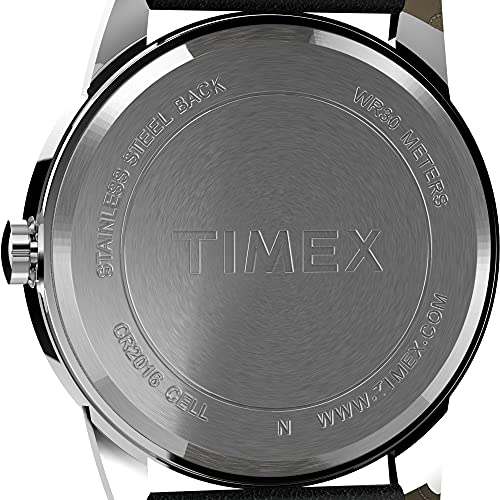 Timex Men's Easy Reader 38mm Watch - Silver-Tone Case Blue Dial with Black Leather Strap