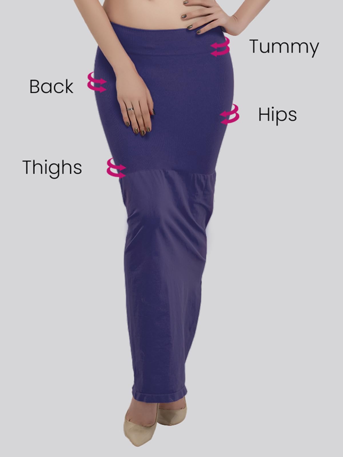 Clovia Women'S Petticoat Style Saree Shapewear With Side Slit (Sw0023P08_Dark Blue_L)