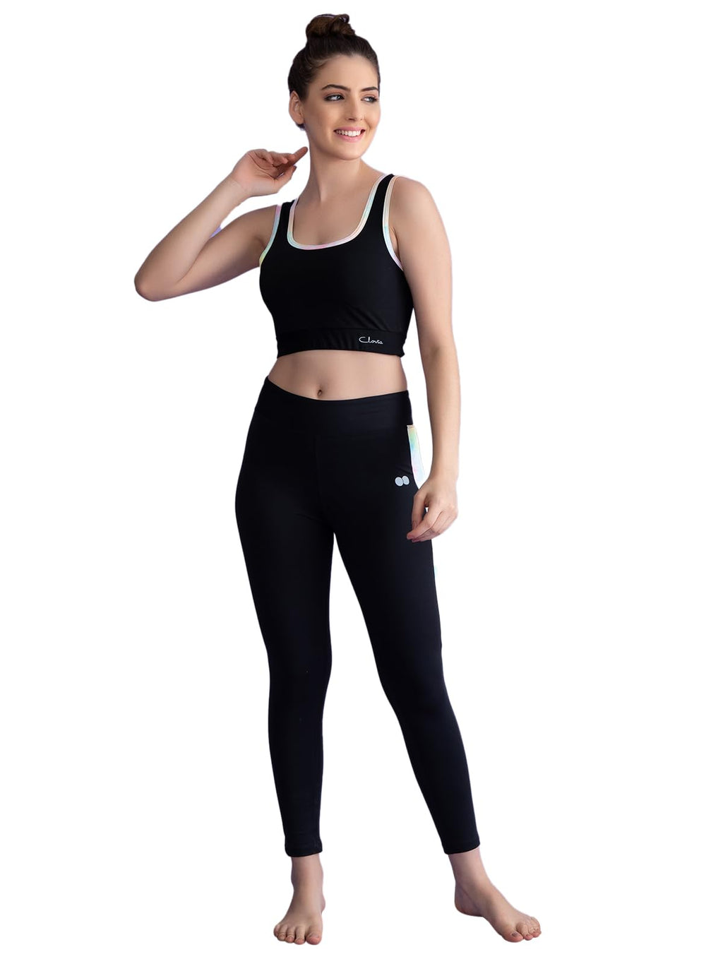 Clovia Womens Activewear Ankle Length Tights (AB0043H13_Black_L)