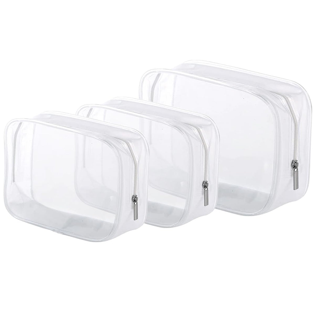 3 Pack Clear Plastic Zippered Toiletry Carry Pouch TSA Approved Toiletry Bag Portable Cosmetic Makeup Bag for Vacation, Bathroom