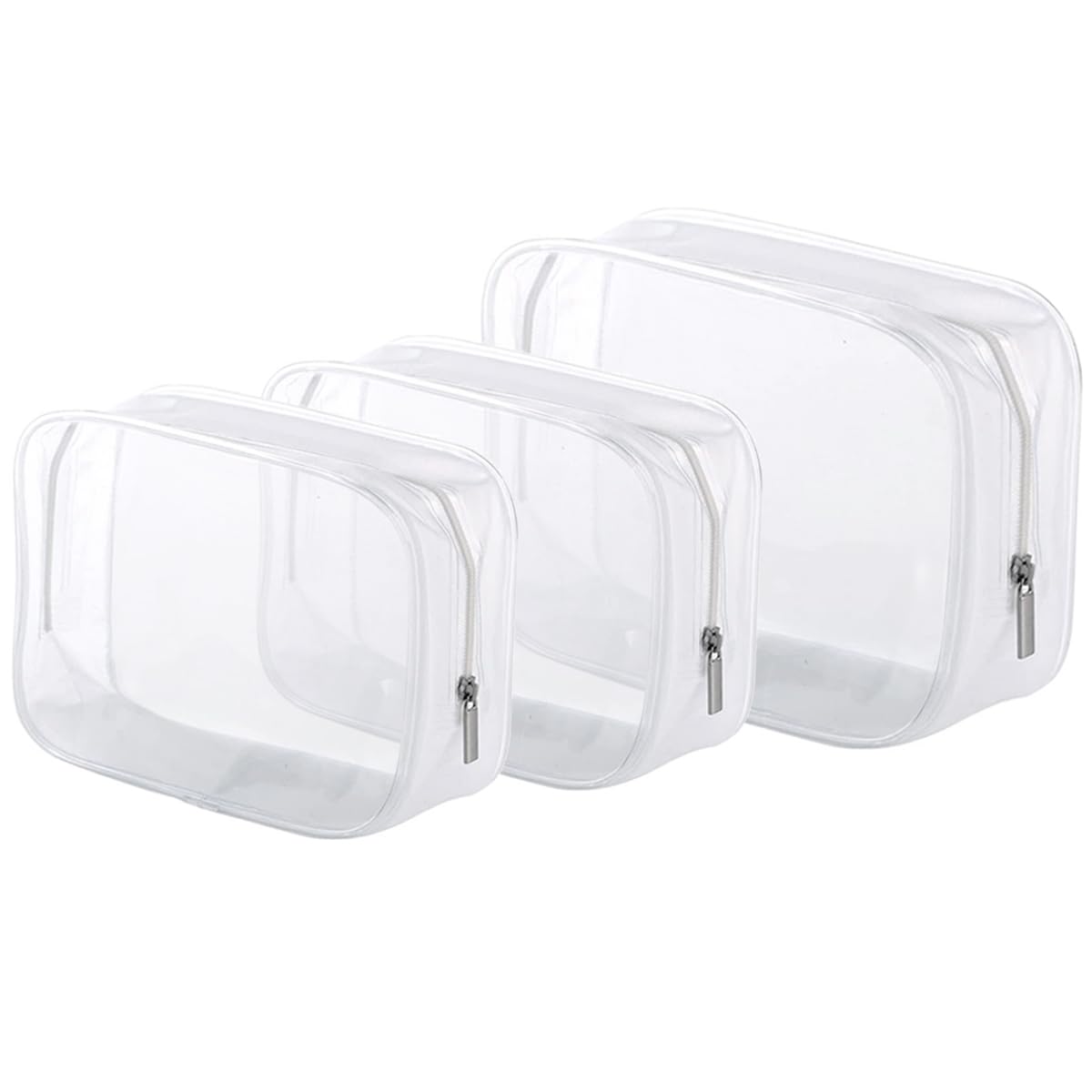 3 Pack Clear Plastic Zippered Toiletry Carry Pouch TSA Approved Toiletry Bag Portable Cosmetic Makeup Bag for Vacation, Bathroom