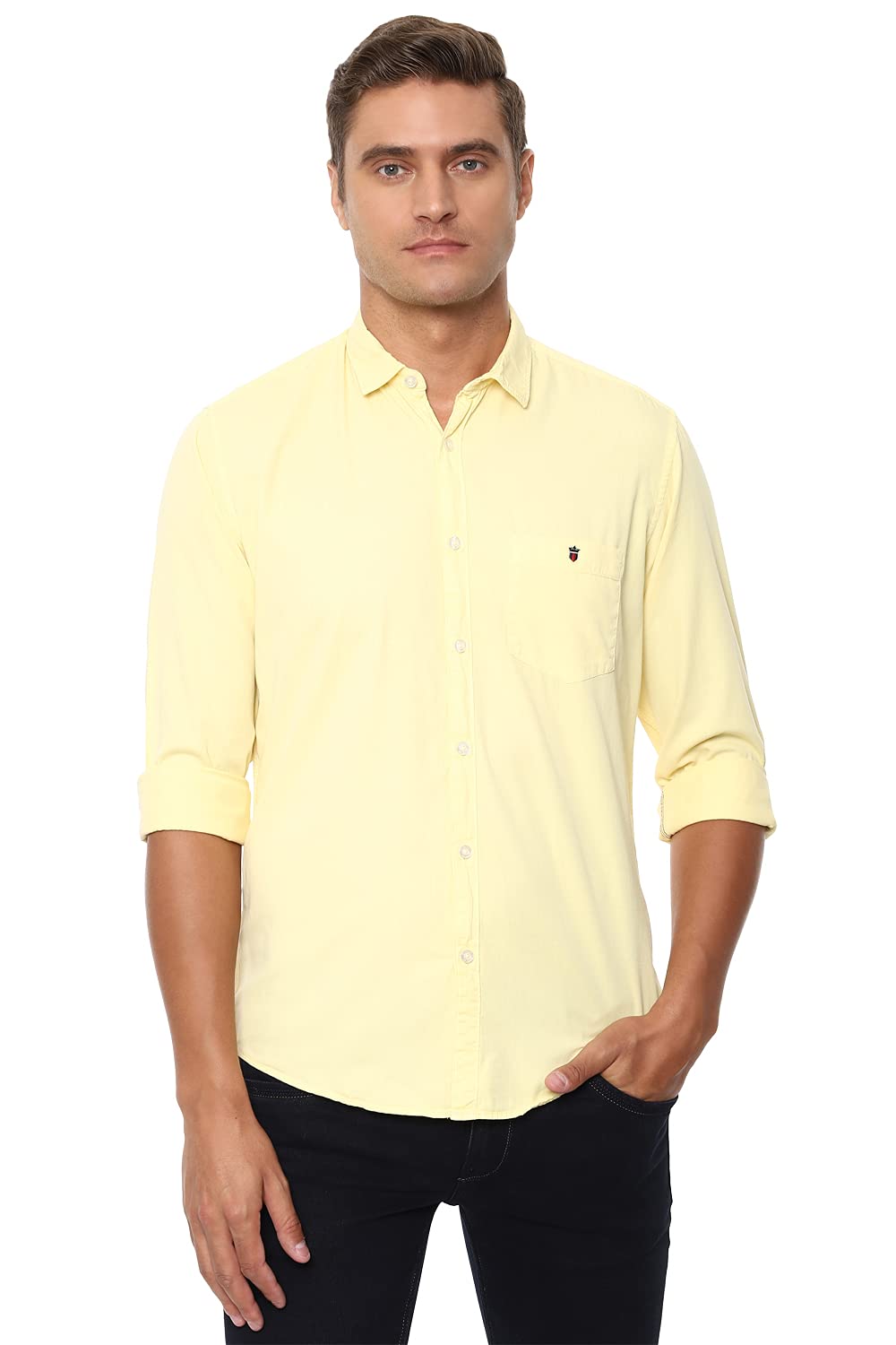 Louis Philippe Jeans_Mens_Slim Fit_Shirt_(Lrsfcslp113247_Light Yellow_46)