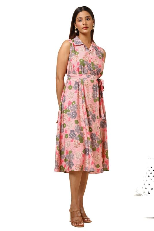 Soch Womens Pink Rayon Floral Print Dress
