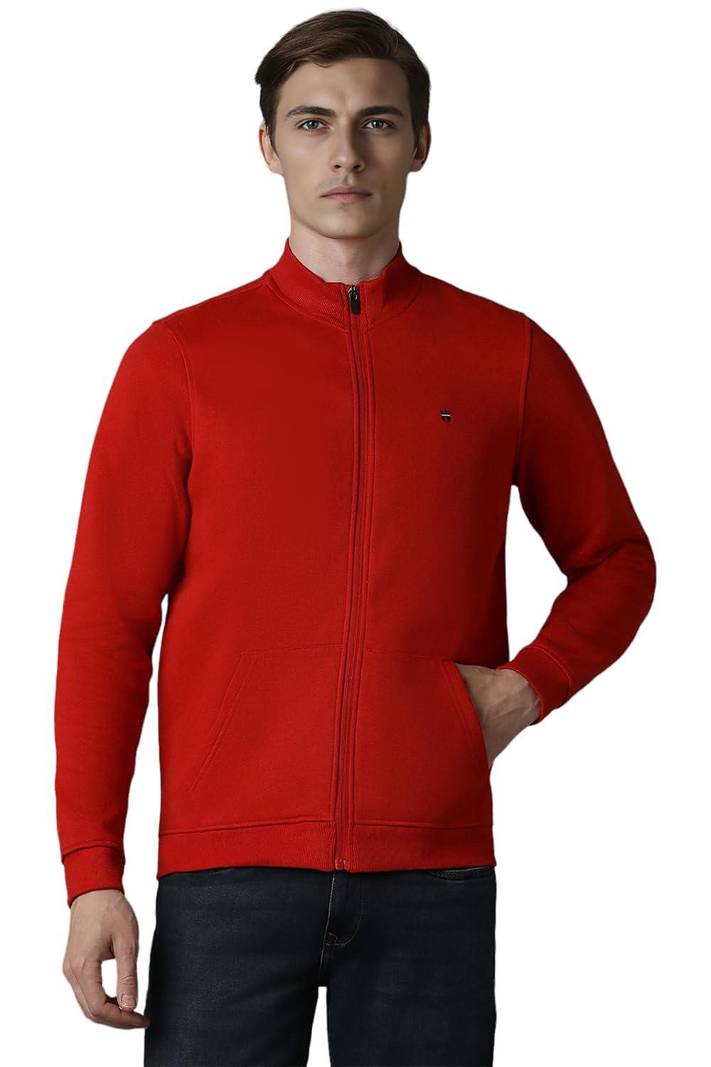 Louis Philippe MenS Polycotton Regular Hooded Neck Sweatshirt (Lystcrgpl50712_Navy_2Xl)