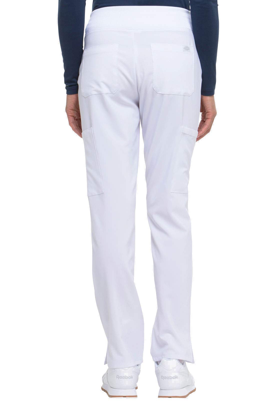 Dickies Women's Scrub Pants Natural Rise Tapered Leg Pull-On Bottoms with 7 Pockets and Knit Waistband DK005, XS, White
